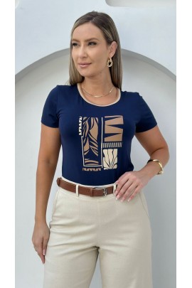 034535 - Blusa Manga Curta Estampa em Silk